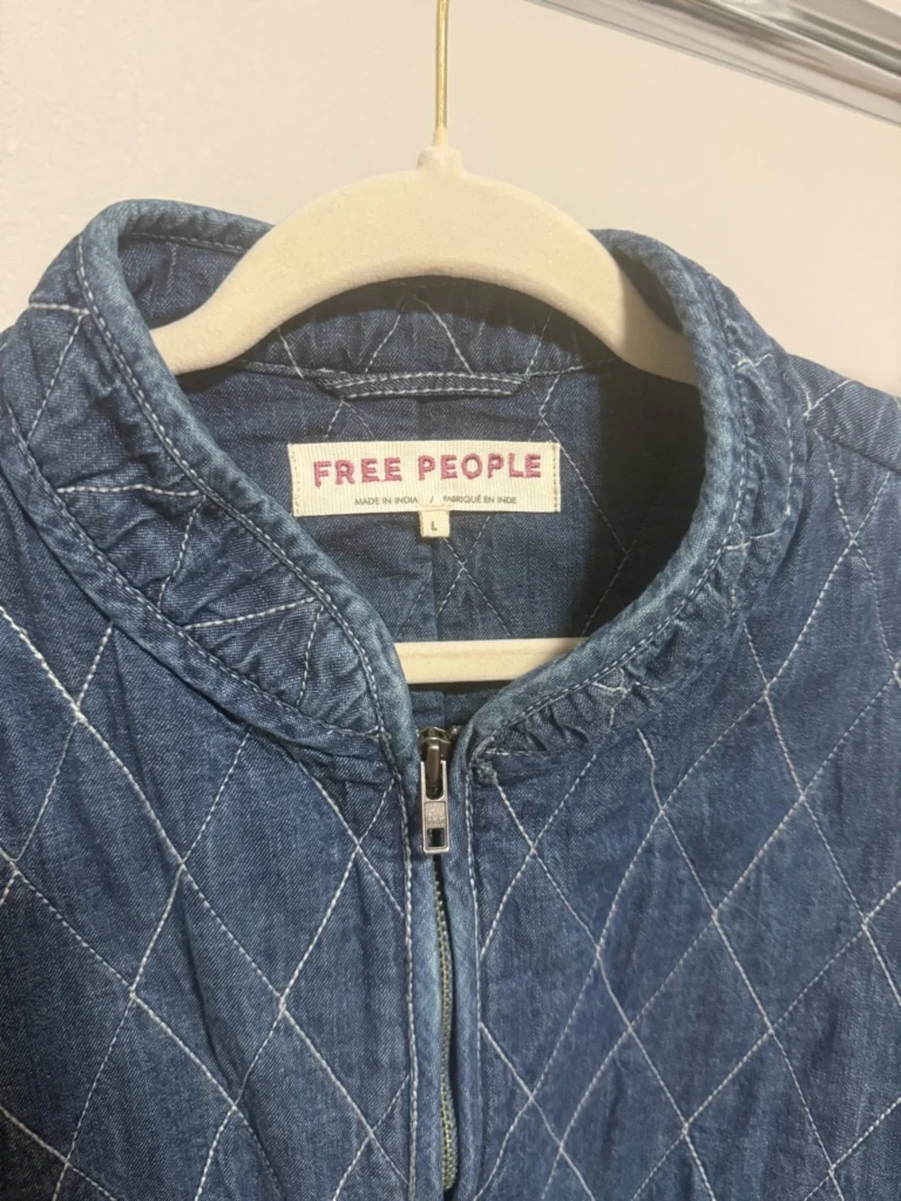 Free People Quilted Denim Tailored Jacket - Picture 2 of 4
